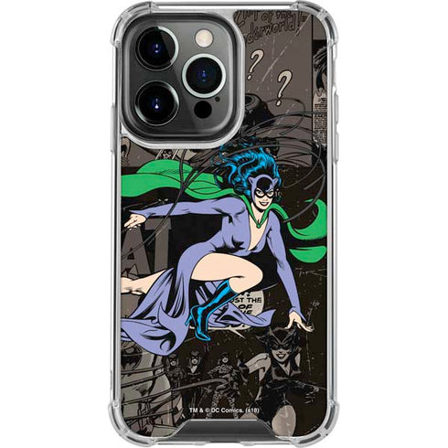 DC Comics Catwoman Vintage Action Pose Pattern iPhone 14 Pro Clear Case